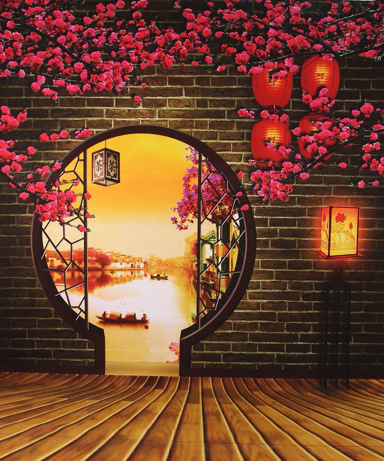 古风直播背景布 中国风拍摄背景布拍摄古风ins挂主播背景布3d立体网红