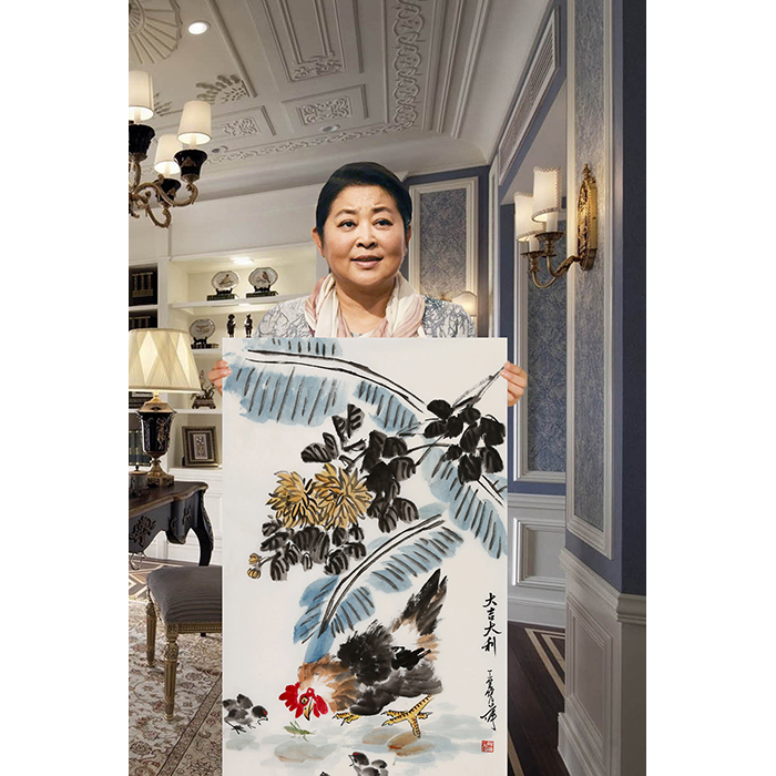 名人倪萍字画精品三尺竖幅写意花鸟国画手绘名家书画作品收藏礼品纯