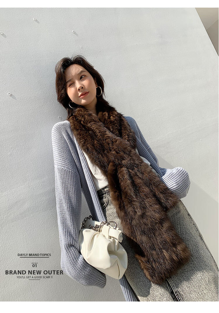 高端轻奢紫貂围巾貂毛编织水貂毛皮草围巾女冬季貂皮毛毛围巾皮毛围巾