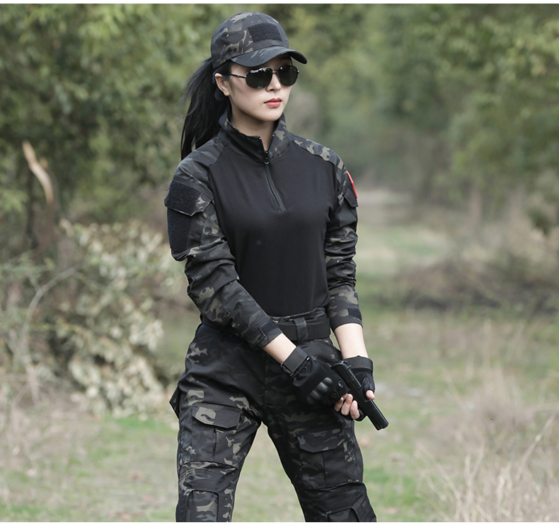 蛙服战术套装男夏季蛙人作战训练服女加厚暗夜迷彩服 暗夜迷彩单件加