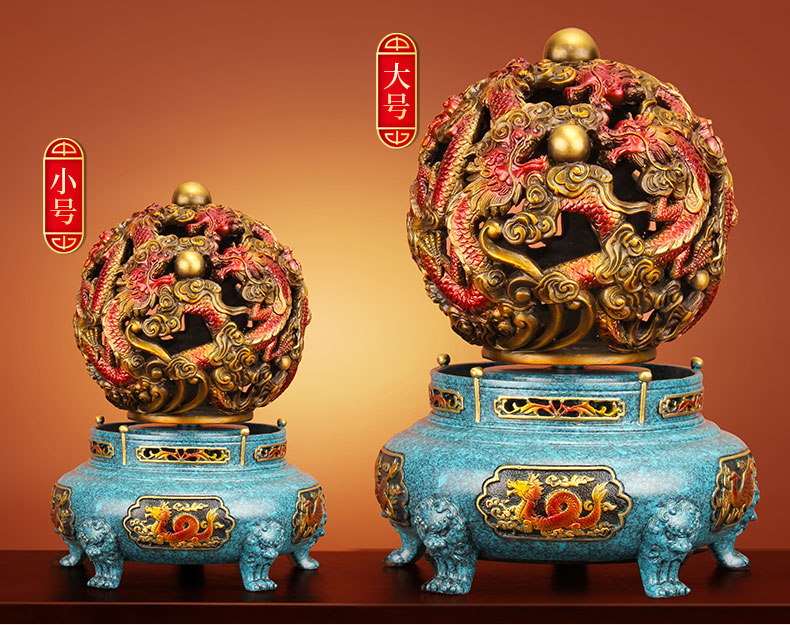 九龙戏珠全铜九转乾坤鼎摆件四神兽转运青龙办公桌工艺品九转乾坤蓝色