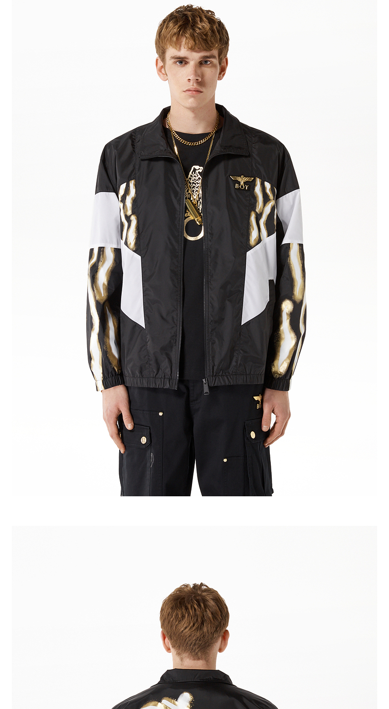 boylondon梭织夹克男女同款2022春夏新品拼色虎形logo街潮上衣n23007