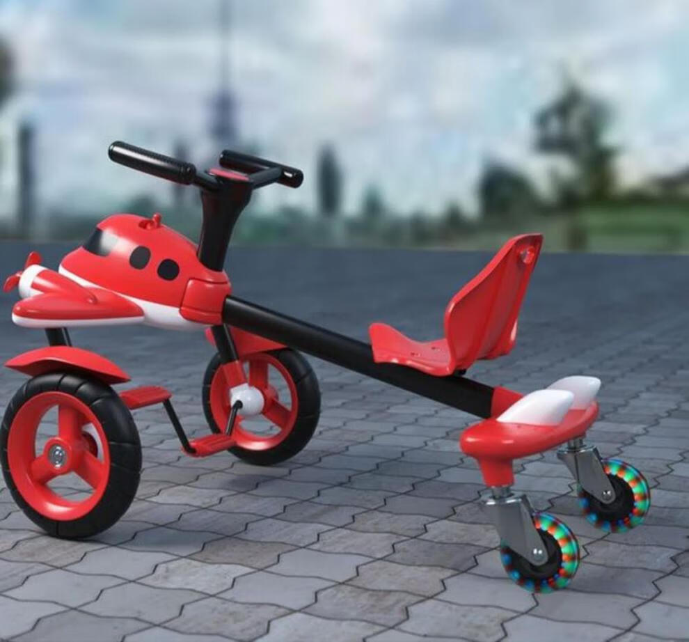 儿童脚踏漂移车脚踏车漂移车小飞机三轮车小孩广场玩具四轮自行滑行车