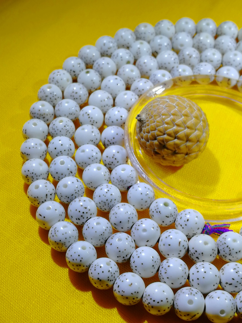 特奇玛 海南星月菩提子佛珠 月朗星稀108颗圆珠高瓷高密顺白正月男女