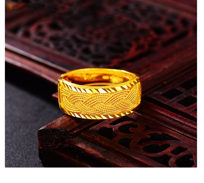 老凤凰黄金戒指男戒足金龙纹戒指男女款活口可调节显大送男友送老公