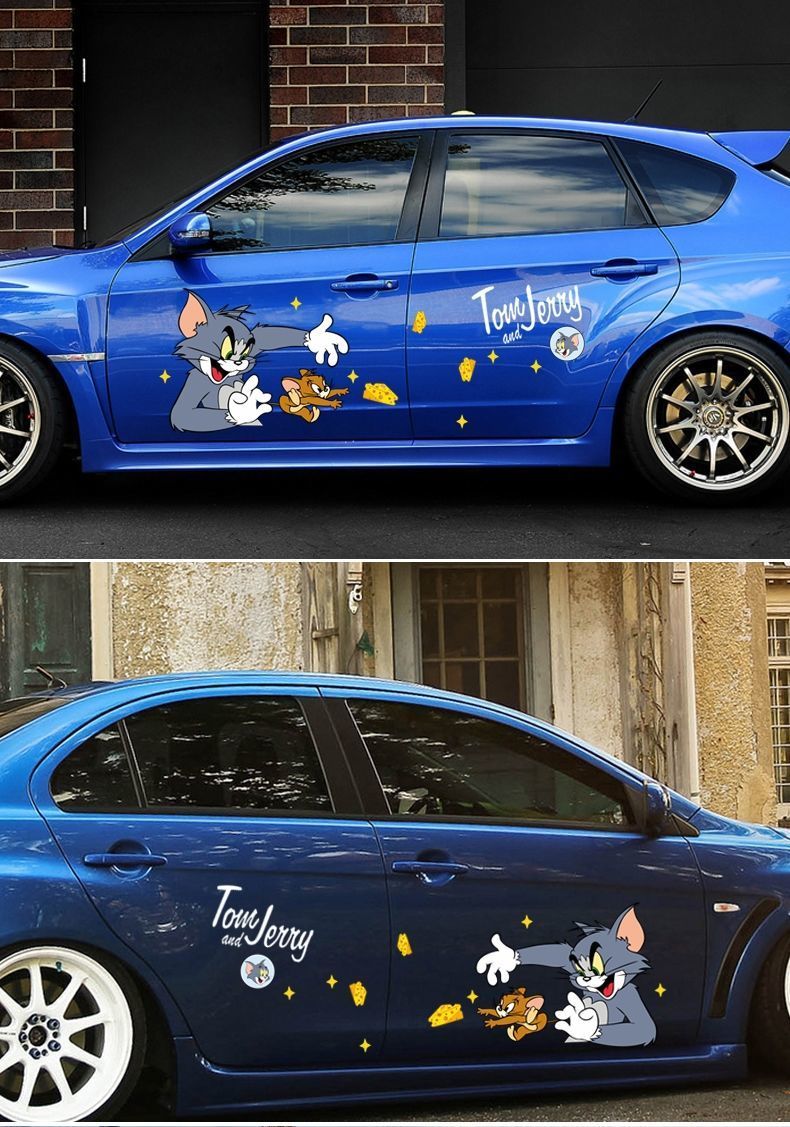 猫和老鼠车贴汤姆杰瑞创意个性车身装饰划痕遮挡卡通防水汽车贴纸 a款
