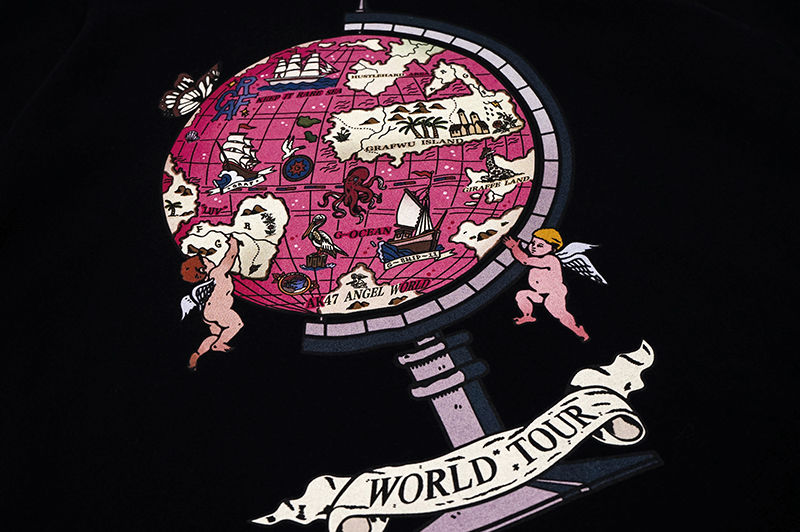 graf原创品牌worldtour环游世界长颈鹿天使岛屿刺绣印花短袖男女同款