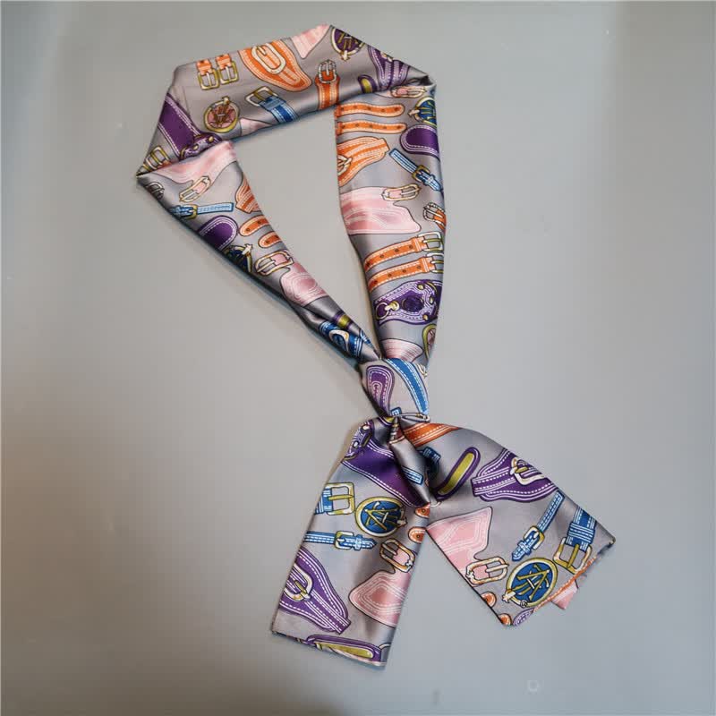 韩版细窄长条长方形小长巾小丝巾领巾围巾领带绸缎方巾女装饰 21号白