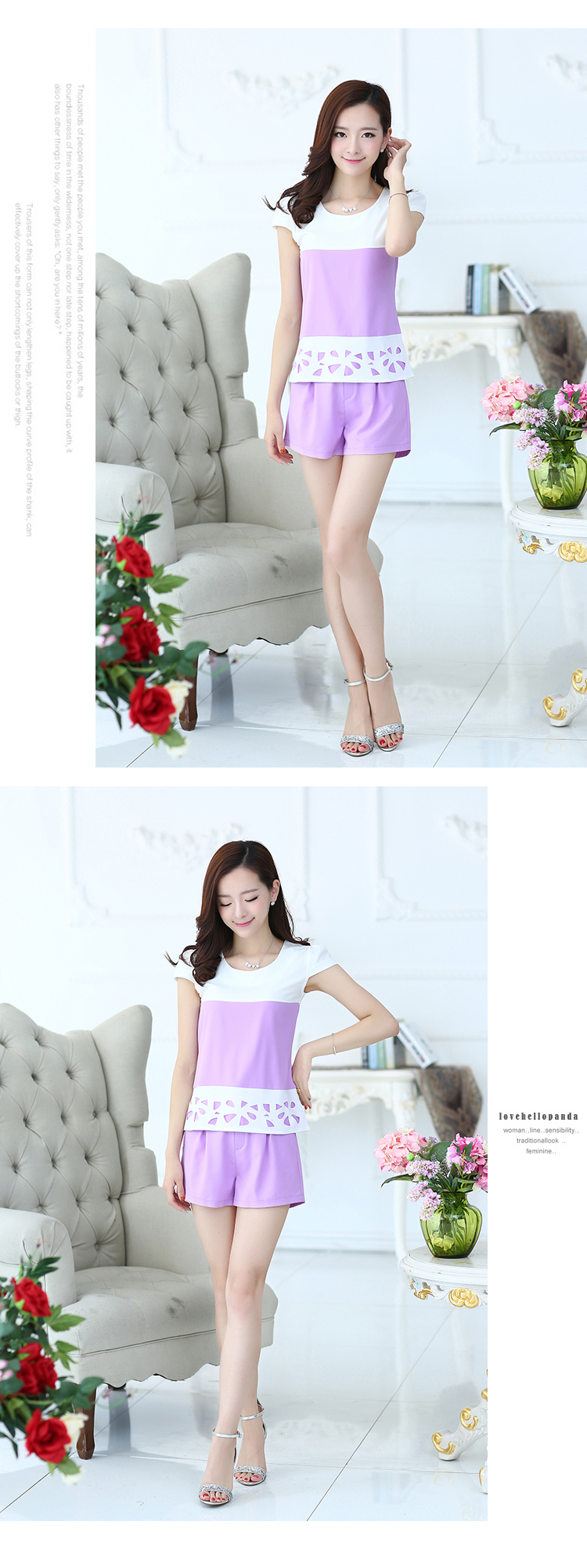 梦雪尼亚 2015夏装新款气质复古短袖熟女两件套装女 天蓝色 2XL