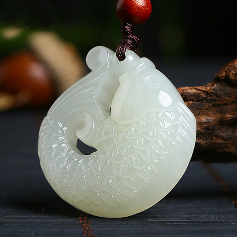 桂生生 和田玉鲤鱼吊坠男女款白玉年年有余鲤鱼挂件项链玉佩玉坠项链