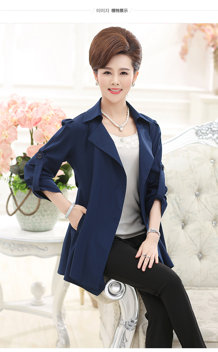 中老年女装外套夏款薄妈妈装风衣中长款上衣女两件套中袖 土黄色 xl