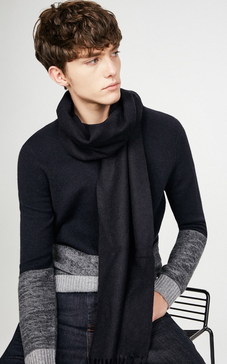 璞韵(puyun)韩版围巾男冬季新款百搭韩版简约男士围巾针织毛线围脖