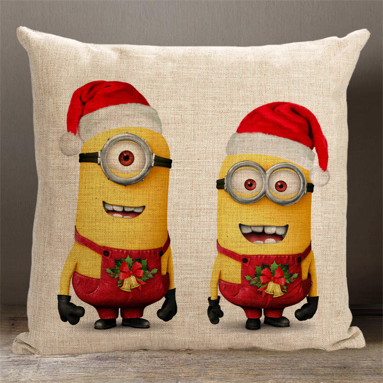 小黄人抱枕卡通棉麻亚麻汽车沙发靠枕坐垫靠垫周边定做定制芯套 012