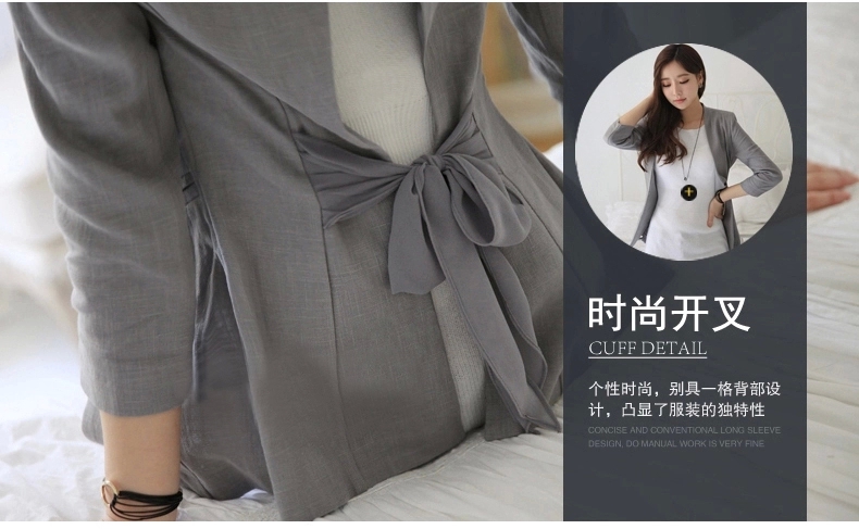 依格纱2016秋装上新开叉小西装OL职业外套 灰色 S