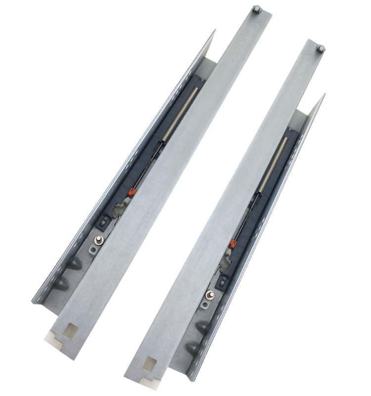 隐藏式托底滑轨阻尼缓冲三节滑轨插入式全拉式底装滑轨 14寸350mm一副
