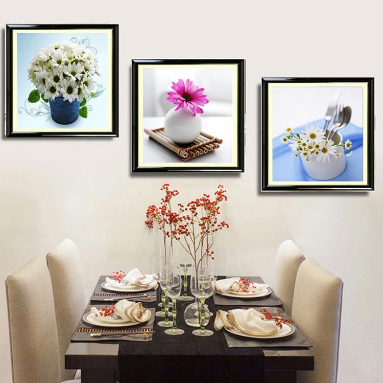 遨赏5d钻石画餐厅满钻现代简约三联画花卉酒杯厨房粘钻点十字绣客厅