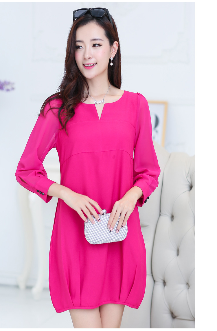 韩式服装2015秋装新款修身显瘦简单大码胖mm连衣裙女装 黑色 3xl