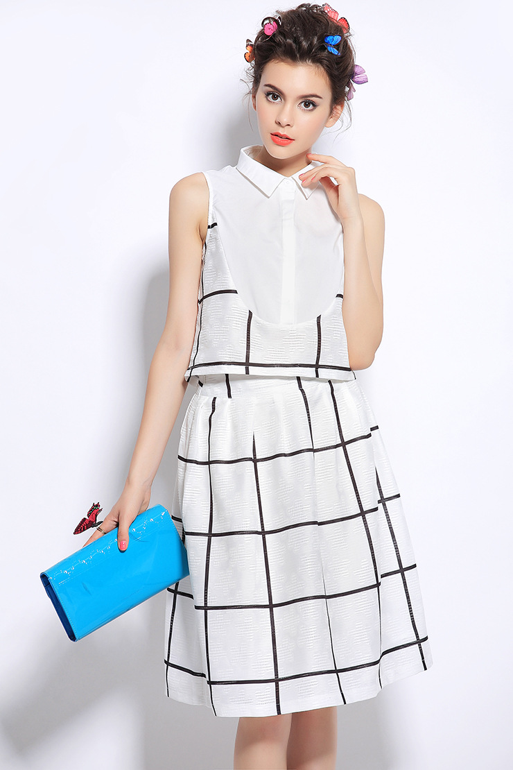 蓝雨蝶依*夏装新款欧美时尚雪纺上衣裙子两件套修身显瘦休闲套装q15