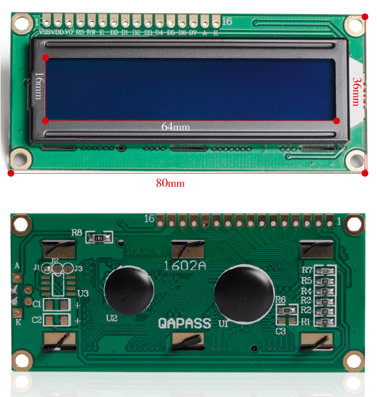 螃蟹王国 蓝屏 1602a lcd液晶屏显示屏 蓝色 5v 白字体 带背光 lcd