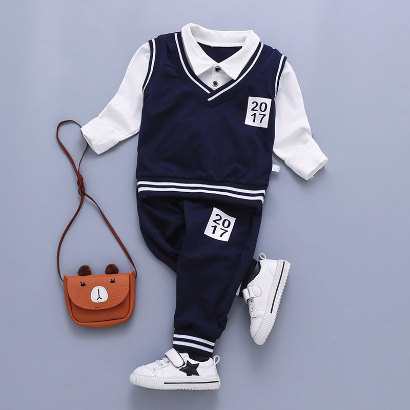 儿童秋装男1-2-3-4-5-6岁潮套装小男孩男童秋季新款周岁宝宝衣服 黑色