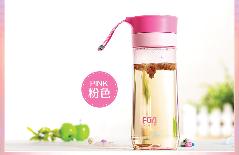 
                                                            富光太空杯500ml学生杯带盖过滤网塑料水杯子随手杯 防漏创意情侣杯户外运动水杯 绿色                