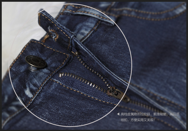锐彧服饰2015秋冬新款牛仔半身裙修身手工打磨性感开叉一步裙 牛仔蓝 L