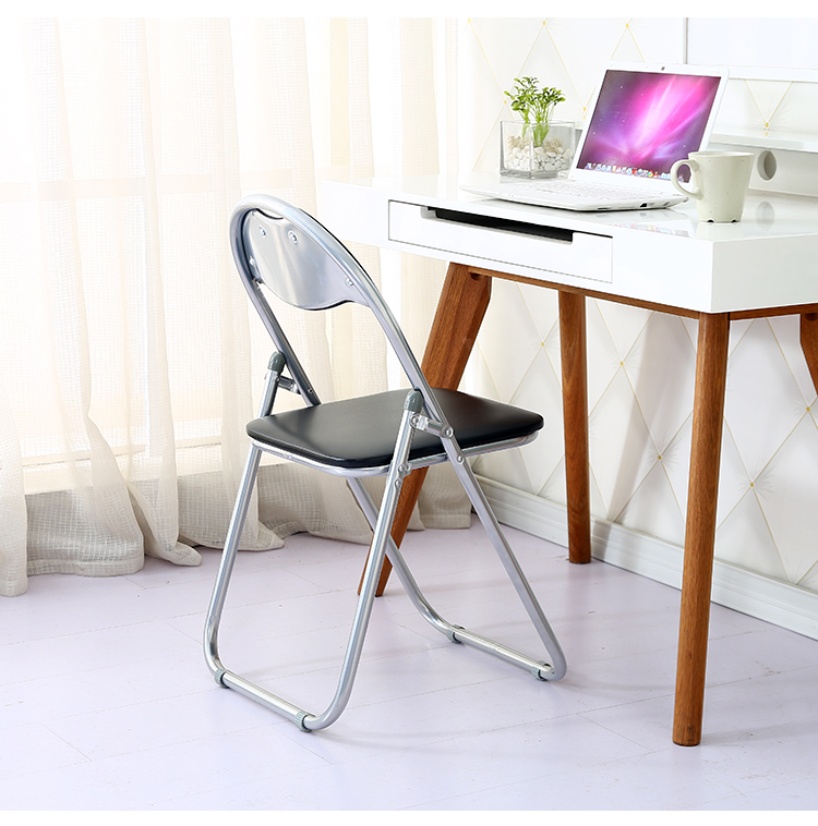 折叠椅子靠背椅凳子家用办公电脑椅休闲靠背椅子 黑色