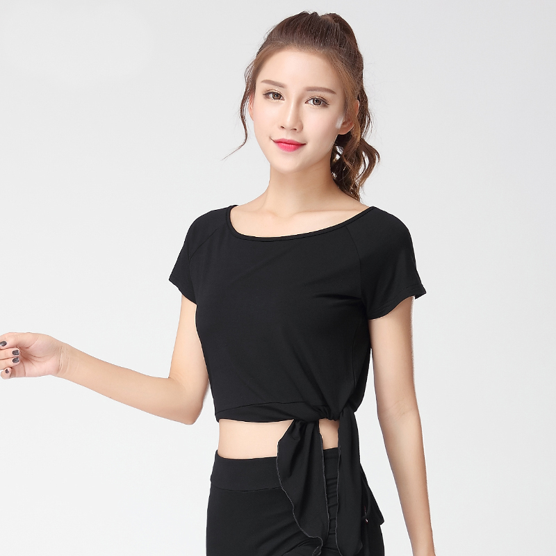 广场舞蹈服装春夏季莫代尔成年舞服圆领新款上衣短袖t恤跳舞练舞服女