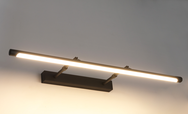 麦莱led镜柜镜前灯黑色 美式免打孔可伸缩调节灯具壁灯 暖黄光 黑色长