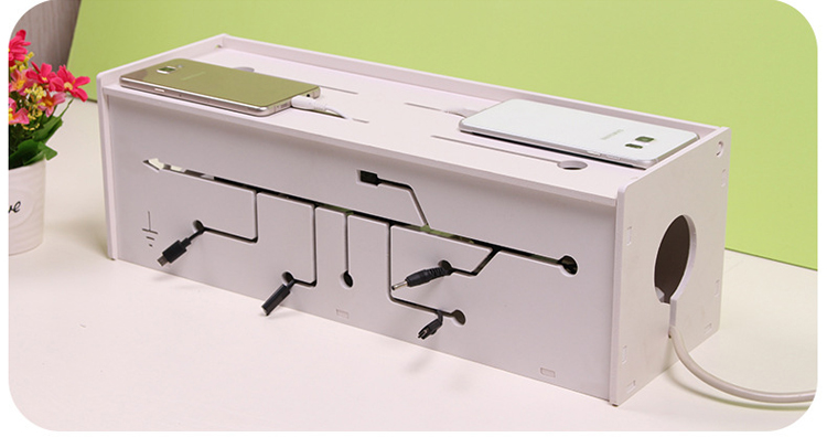 跃硕 创意拖线板电源线收纳盒翻盖插排整理盒隐藏盒插板集线器置物盒