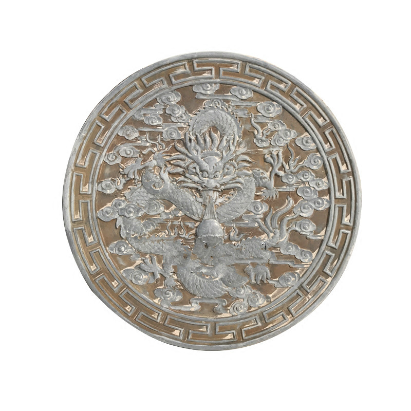 石雕浮雕龙喷水晚霞红地雕青石仿古圆形祥龙墙壁挂画园林景观装饰