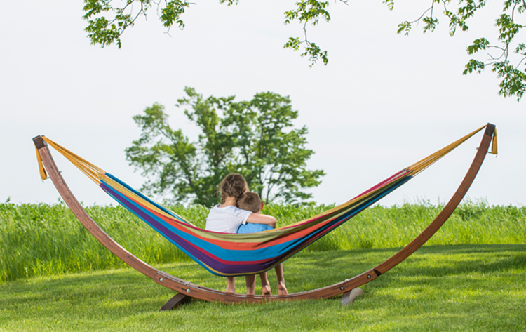 带木支架可绑扎高承重单人野外露营双人吊床家庭露营吊床 自然本色