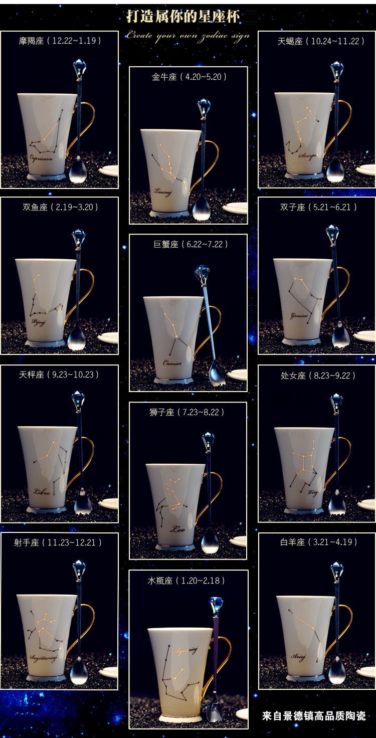 创意水杯十二星座水杯马克杯情侣杯子