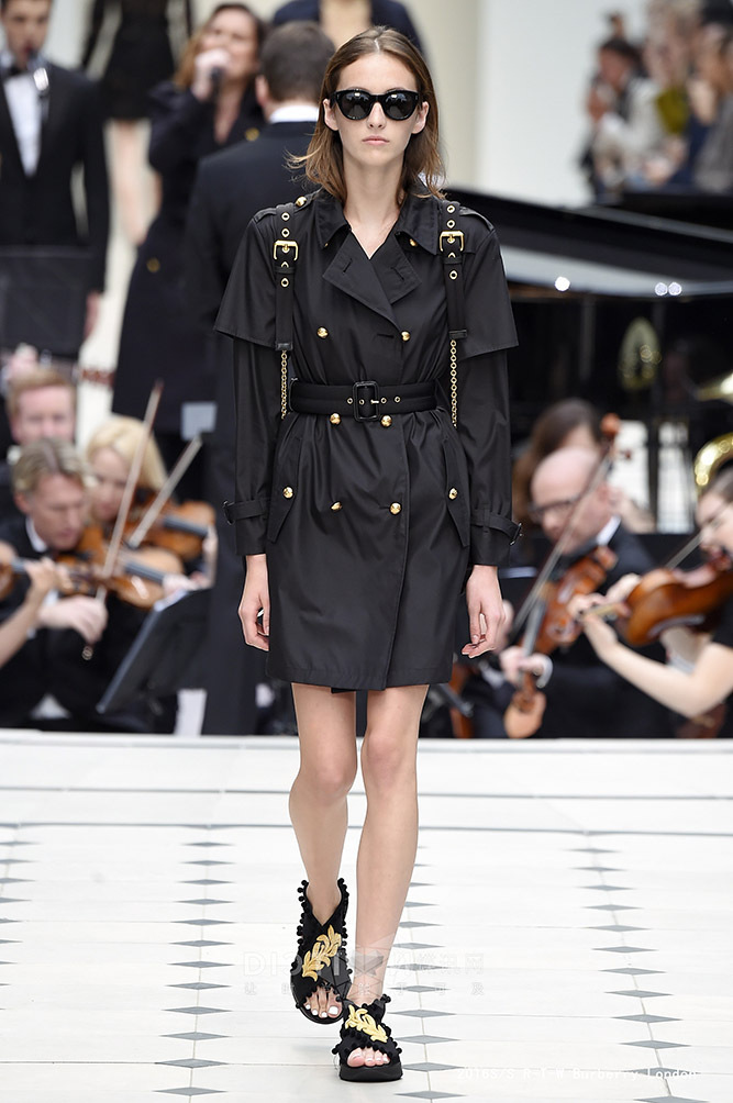 蓝雨蝶依*2015秋季新款女装走秀款黑色气质时尚翻领风衣1031-02 黑色