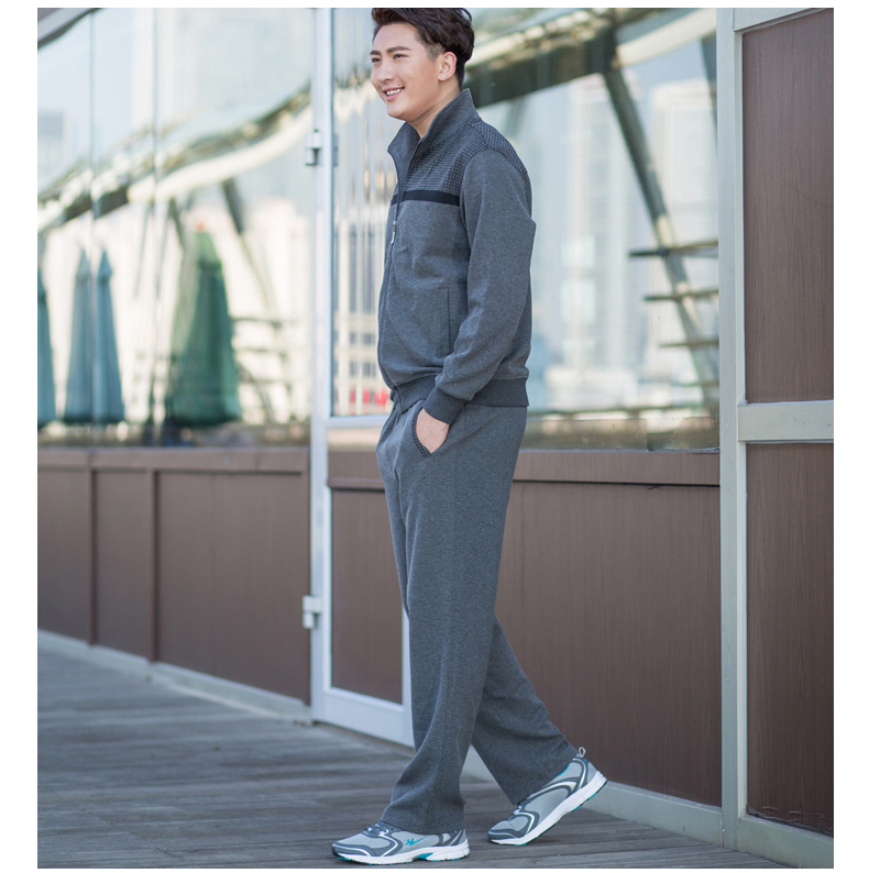 双星运动服套装男秋外套休闲长裤男子跑步套装情侣款速干套装男女 深