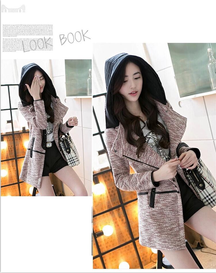 黑蝴蝶2015早秋装新品韩版修身外套中长款风衣女 浅咖啡 XXL