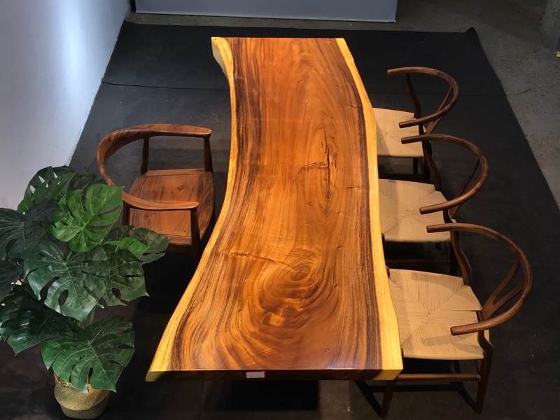 实木胡桃木 大板桌奥坎原木茶桌茶台餐桌老板办公桌现货 86*86*6_现价