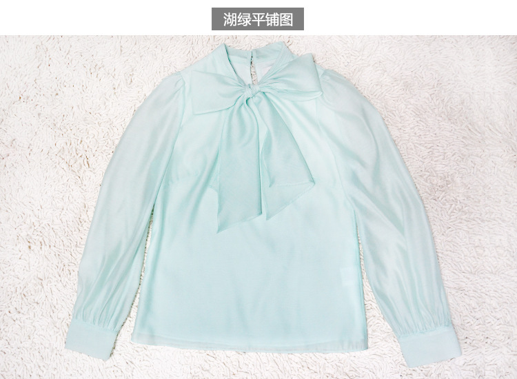 小主2015欧洲站早秋新品女式韩国丝衬衫蝴蝶结衣领衬衫女k14002 白色 S
