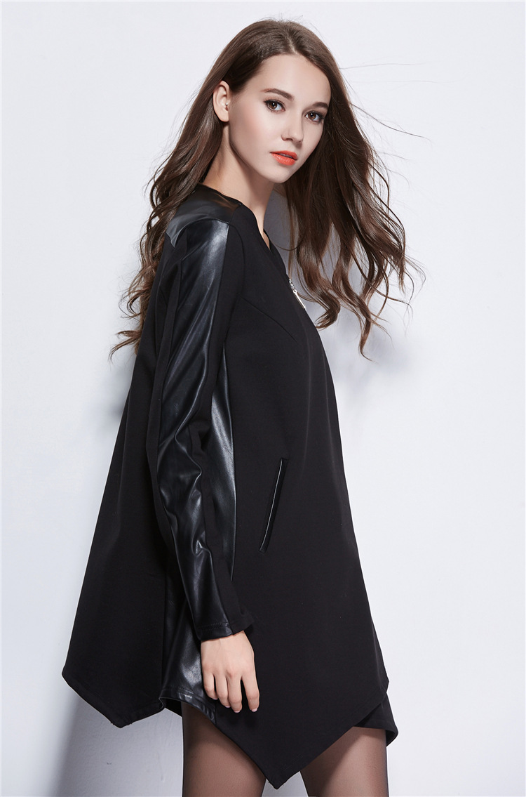 哈密2015秋冬高端涤纶长袖修身v领女式外套 欧美时尚纯色上衣女装