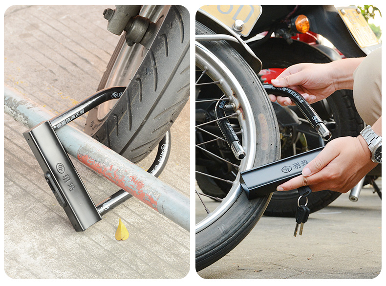 玥玛合金全实心摩托车锁防盗锁抗液压剪抗锯防钻电动车电瓶车锁u型