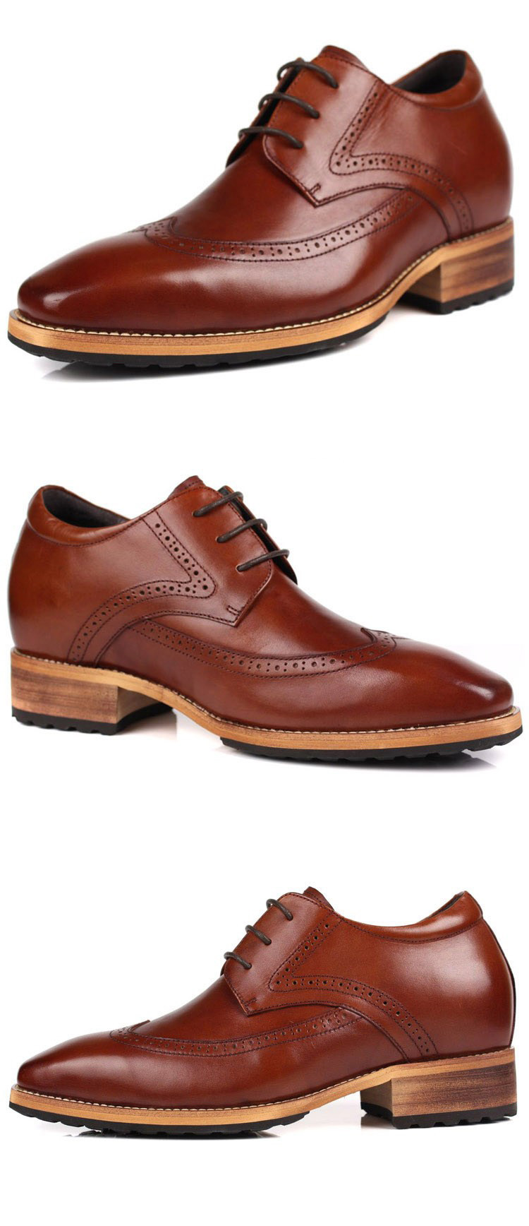 figobosh菲戈波仕2015春秋款舒适方头系带内增高潮流布洛克鞋男鞋 红