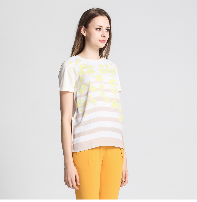 bean pole韩国三星 女士短袖圆领t恤 bf5342013 浅黄色 175/96a