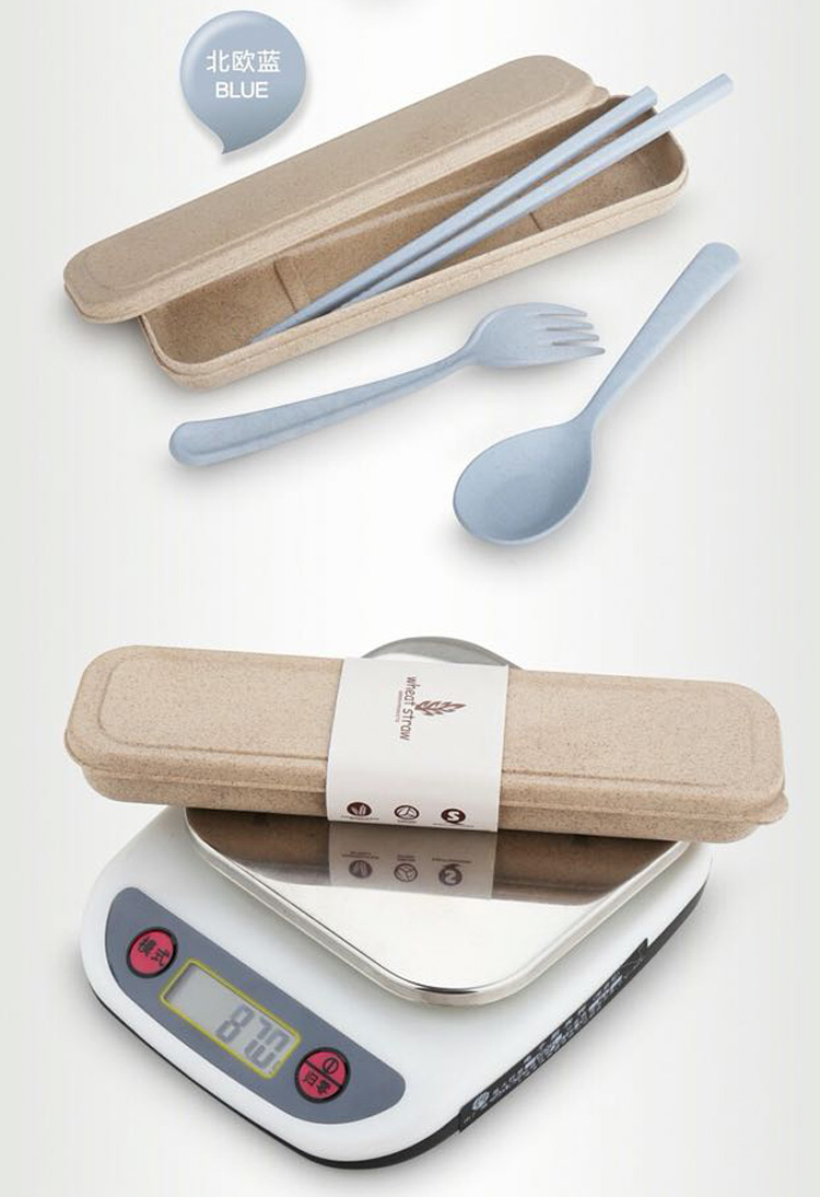 正兴阳 小麦秸秆儿童筷勺叉子三件套便携环保无味 便携环保餐具套装