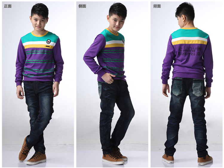 2015男童装春秋男装大童打底衫青少年儿童纯棉长袖t恤12-13-15岁新款