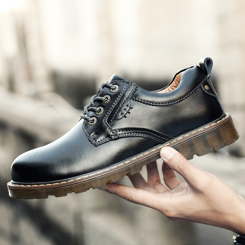 工装大头鞋马丁靴男士低帮大头鞋复古工装鞋英伦风-定制 古铜 38