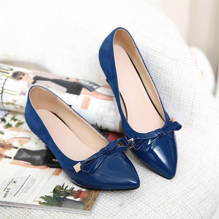 韩版新品甜美蝴蝶结公主鞋ol工作鞋漆皮蝴蝶结小红鞋低帮单鞋女鞋