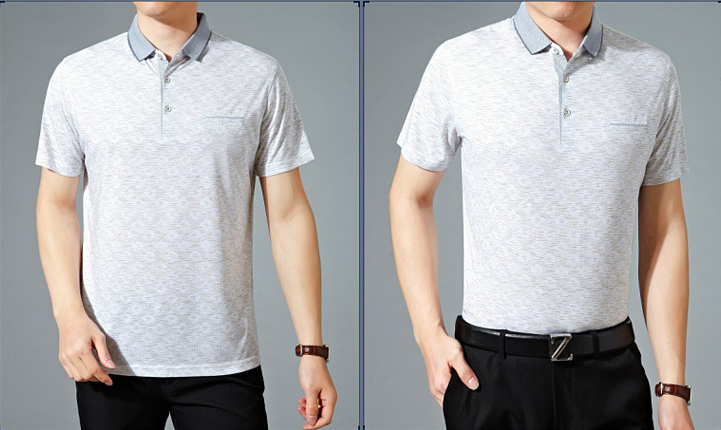 凌云大成夏季爸爸装男中男短袖t恤衬衫翻领韩版大码男装半袖男式体恤