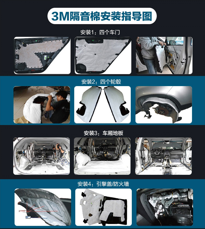 汽车隔音棉止震板减震板引擎盖四门全车隔音吸音棉音响改装材料