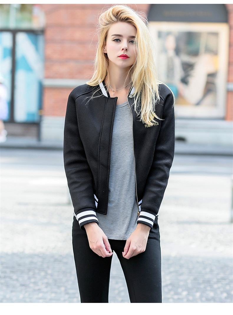 mvf2015秋季新款欧美风 街头宽松休闲长袖拉链纯色棒球服外套8504