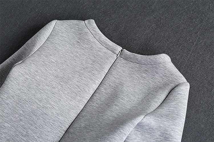 小主2015秋款 欧美 圆领长袖太空棉绣花时尚连衣裙wb69 52 灰色 s